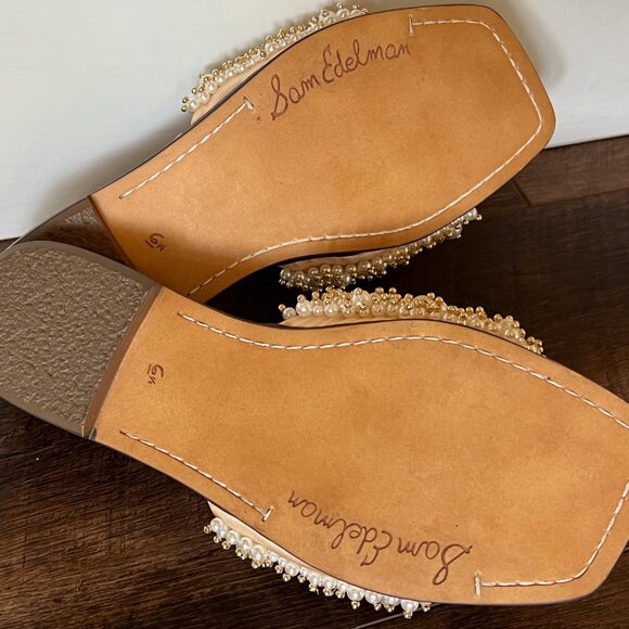 Sam Edelman Elijah Embellished Pear Eggshell Sandals - Picture 4 of 6